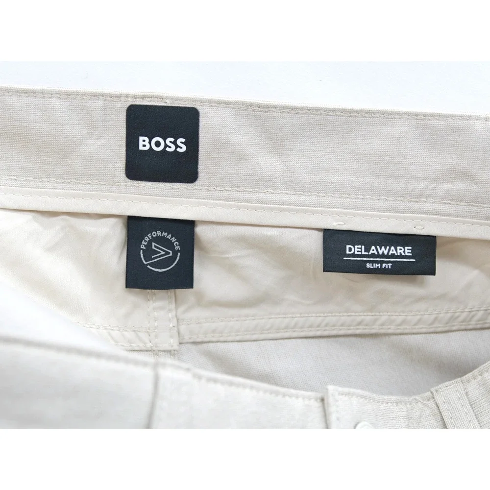 Hugo Boss Men Delaware Slim Fit White Chino Pants 33/30 Performance